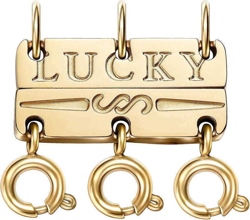 Qulltk Lucky Necklace Separator for Layering Strong Magnetic Clasps, 14K Gold and Silver Multiple Necklace Clasps for Layered Look - Image 1